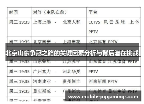 北京山东争冠之路的关键因素分析与背后潜在挑战