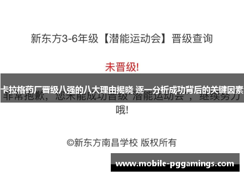 卡拉格药厂晋级八强的八大理由揭晓 逐一分析成功背后的关键因素
