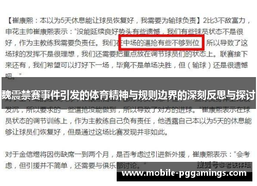 魏震禁赛事件引发的体育精神与规则边界的深刻反思与探讨